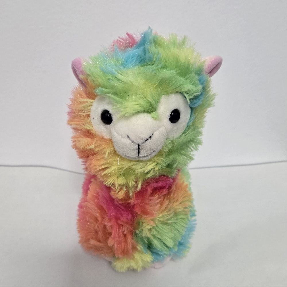Dan Dee Rainbow Llama Plush Stuffed Animal Toy Alpaca Tie Dye 8" Tall Vibrant
